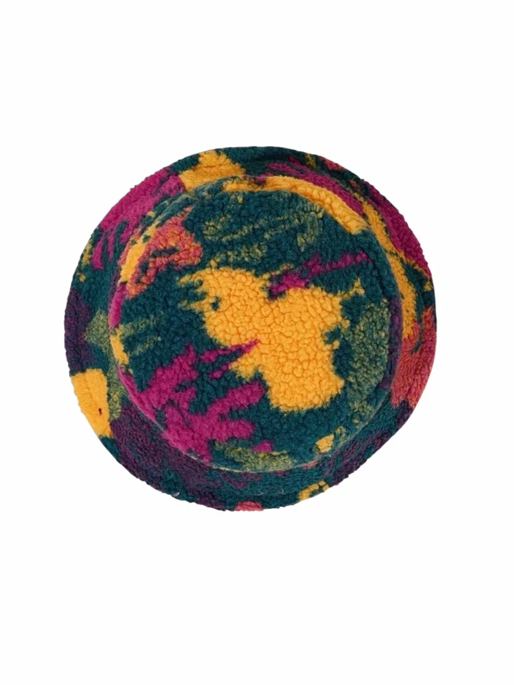 Colorful Faux Sherpa Patterned Bucket Hat NWOT
